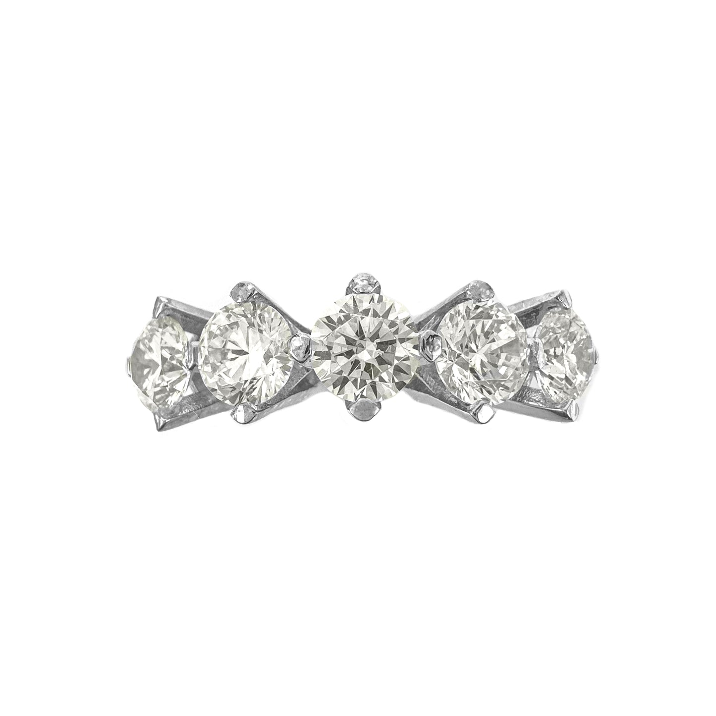 Three Carat G-Color Five Stone Ring
