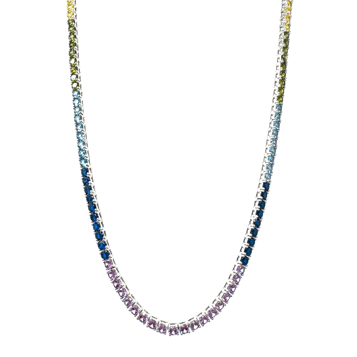 Two and a half mm Colorful Tennis Necklace