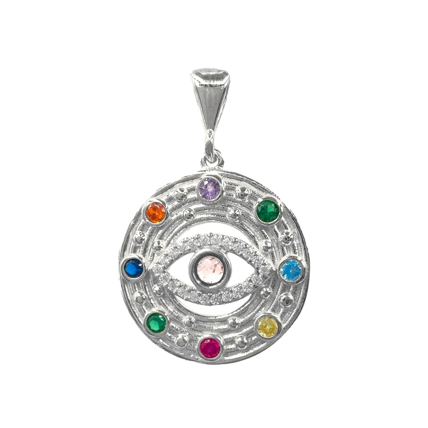 Colored Evil Eye Chacra Pendant