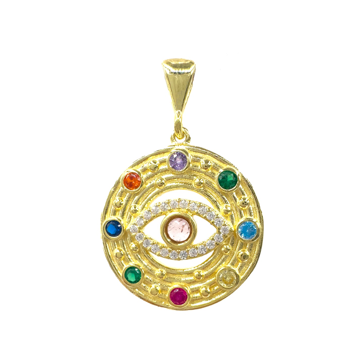Colored Evil Eye Chacra Pendant