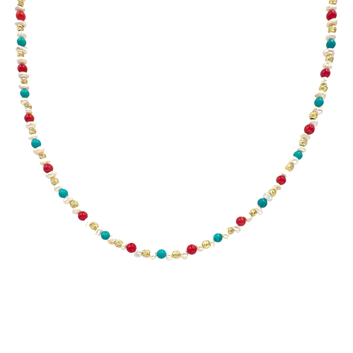 Turquoise and Coral Natural Stone Necklace