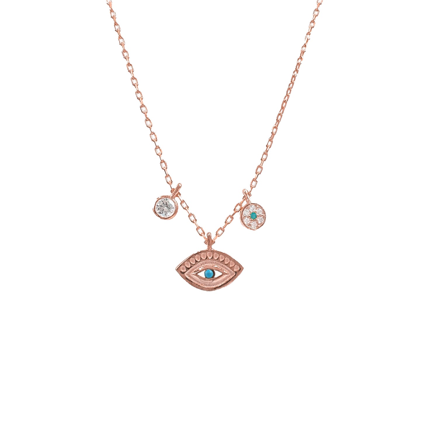 Solitaire and Blue Beaded Eye Necklace