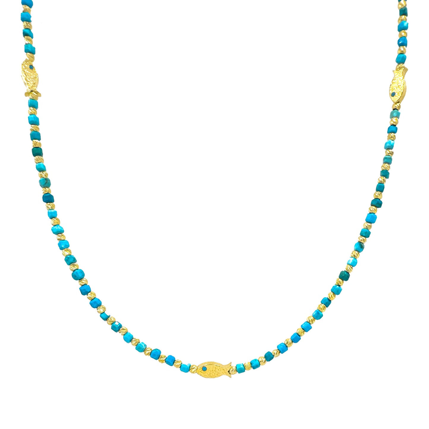 Fish Detail Turquoise Natural Stone Necklace