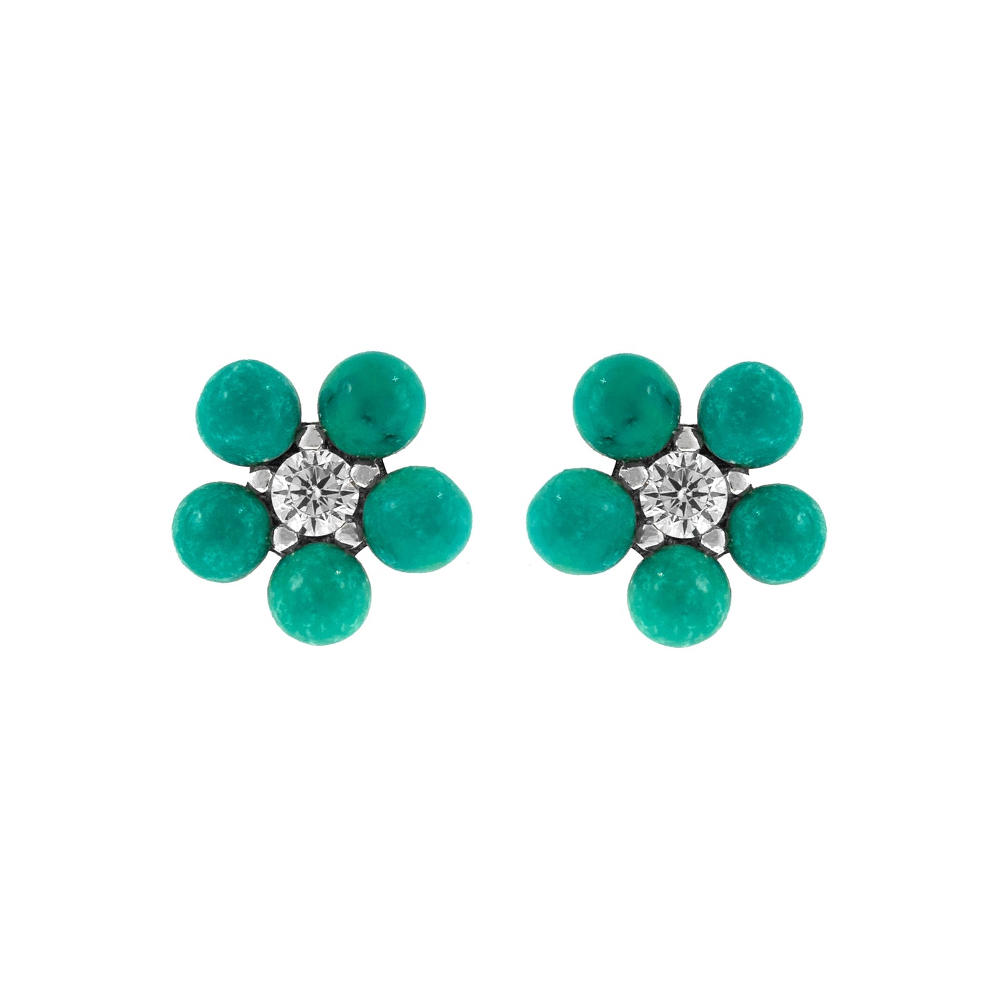 Turquoise Stone Daisy Earrings