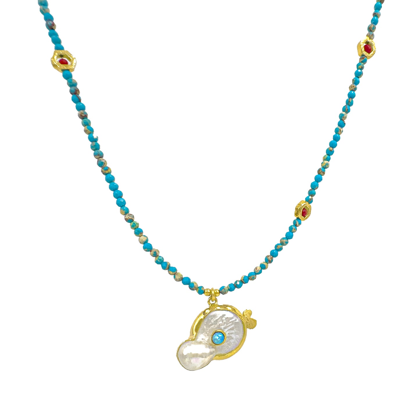 Pearlescent Turquoise Natural Stone Necklace