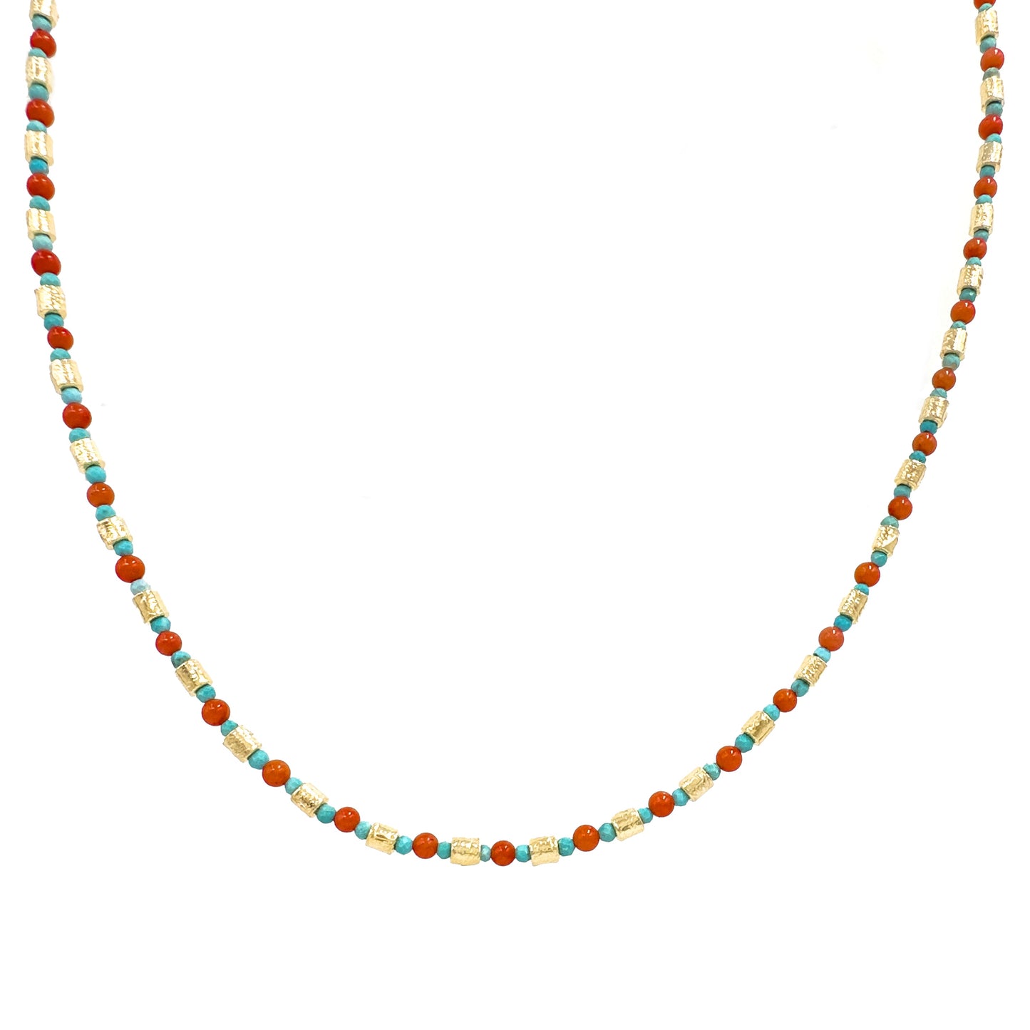 Turquoise and Coral Stone Natural Stone Necklace