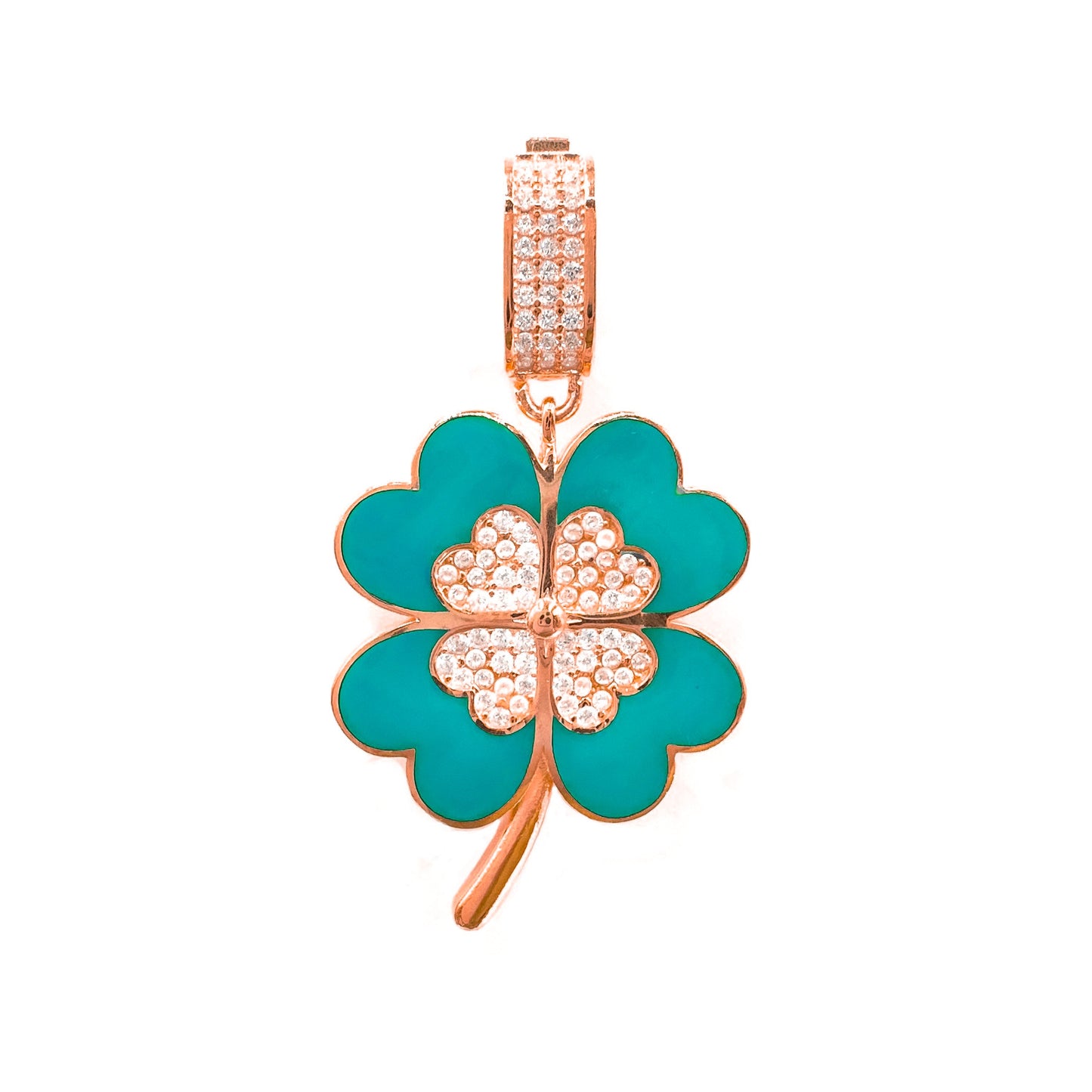 Dark Blue Enameled Clover Pendant / Charm
