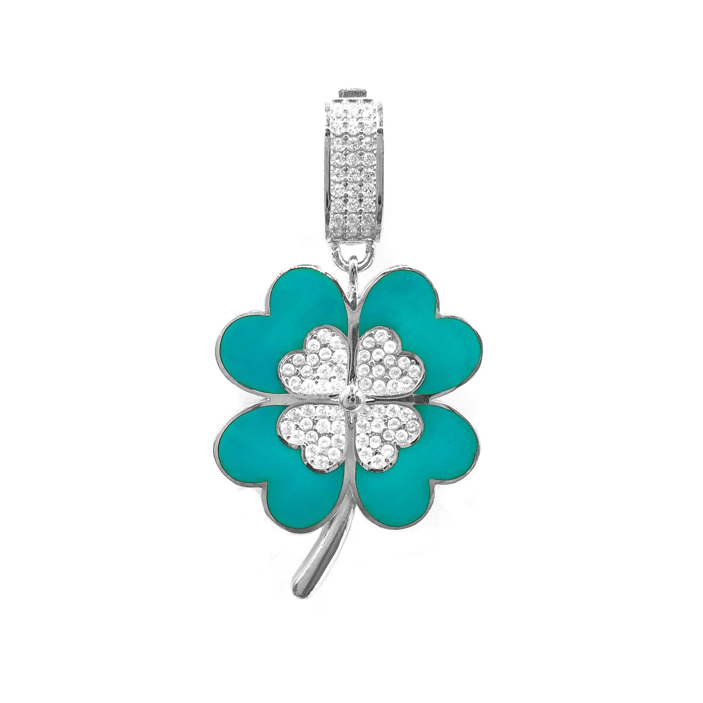 Dark Blue Enameled Clover Pendant / Charm