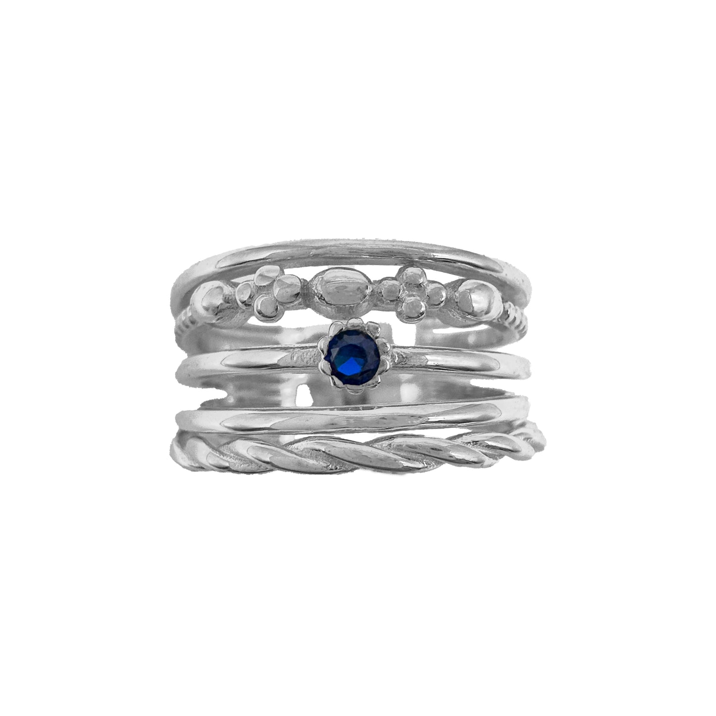 Multi Row Navy Stone Pinky Ring