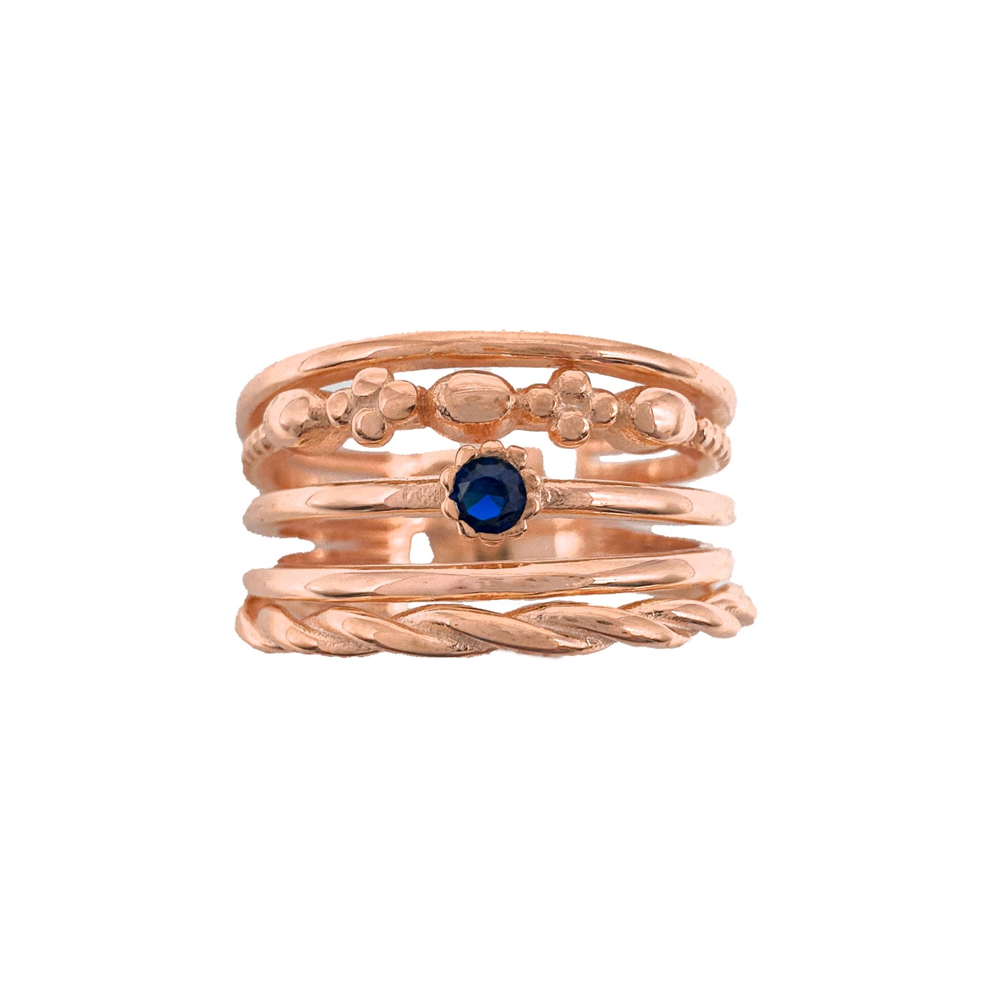 Multi Row Navy Stone Pinky Ring