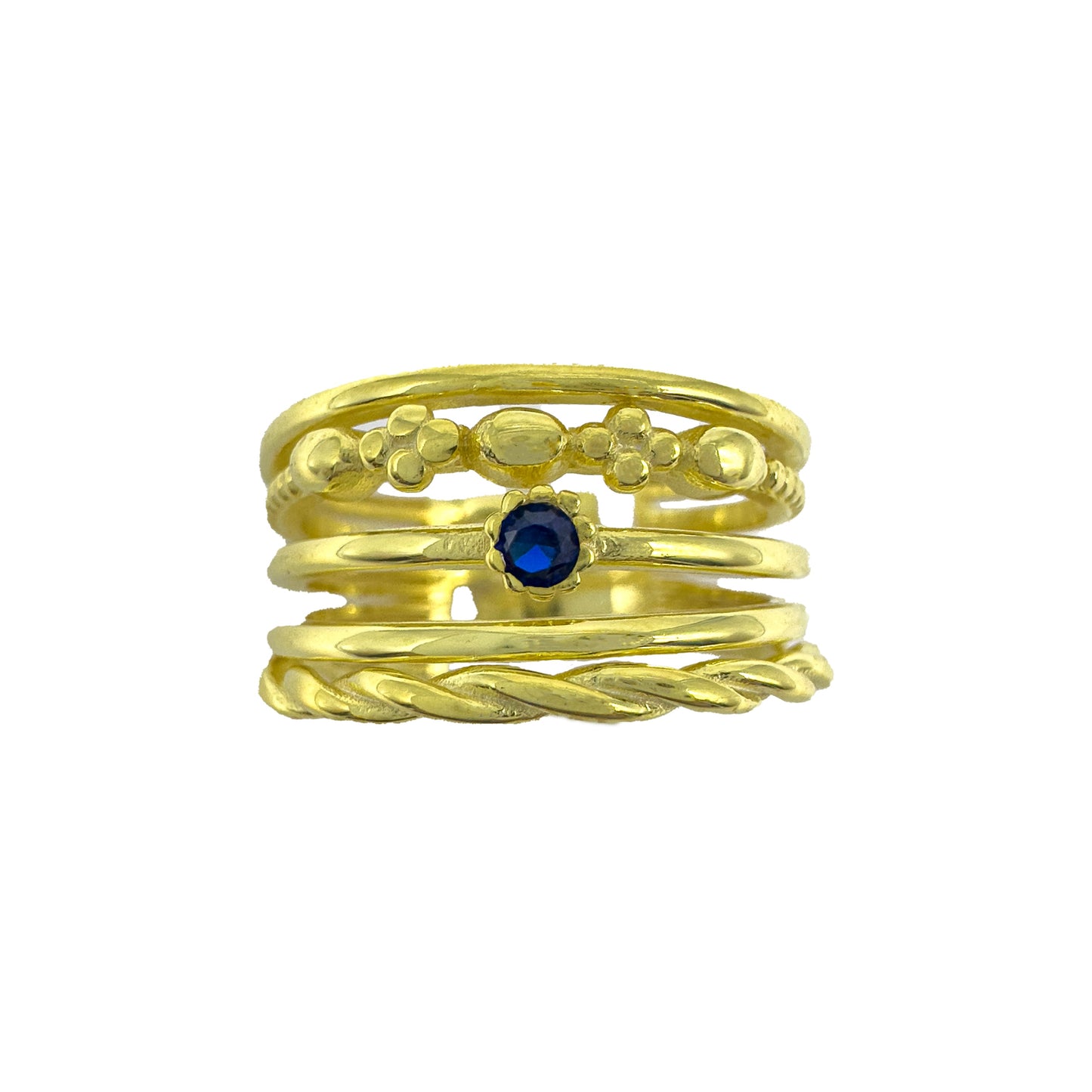 Multi Row Navy Stone Pinky Ring