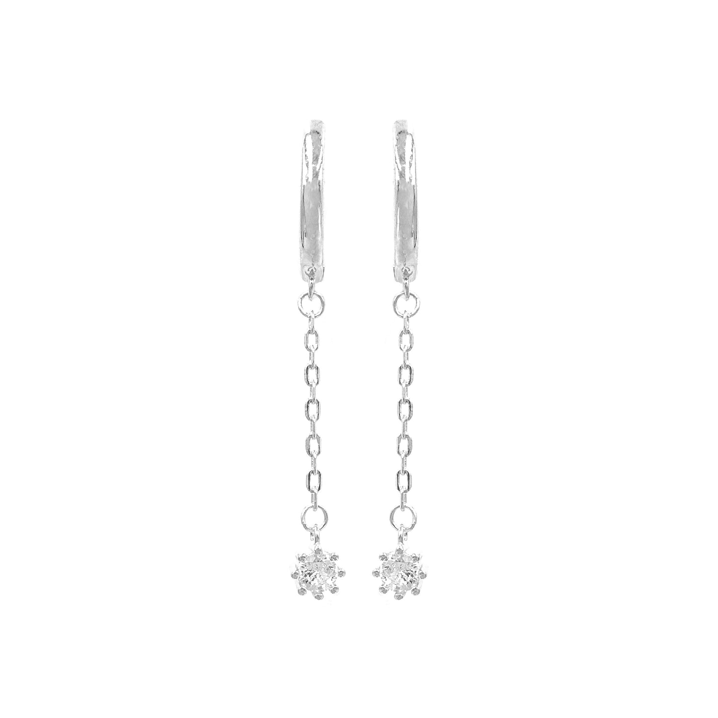 Chain Solitaire Hoop Earrings