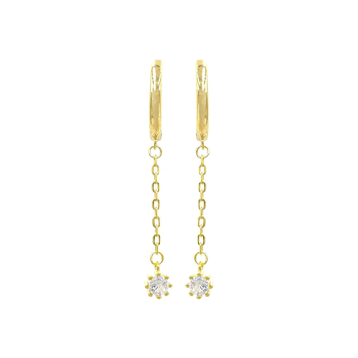 Chain Solitaire Hoop Earrings