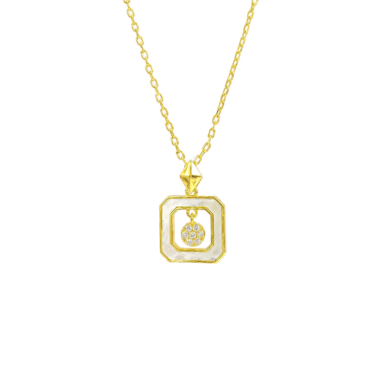 Square Stone Mother of Pearl Necklace