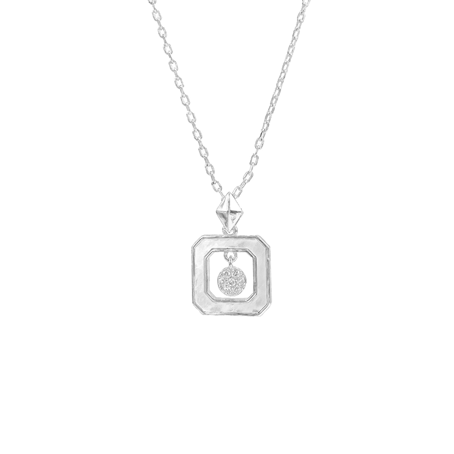 Square Stone Mother of Pearl Necklace