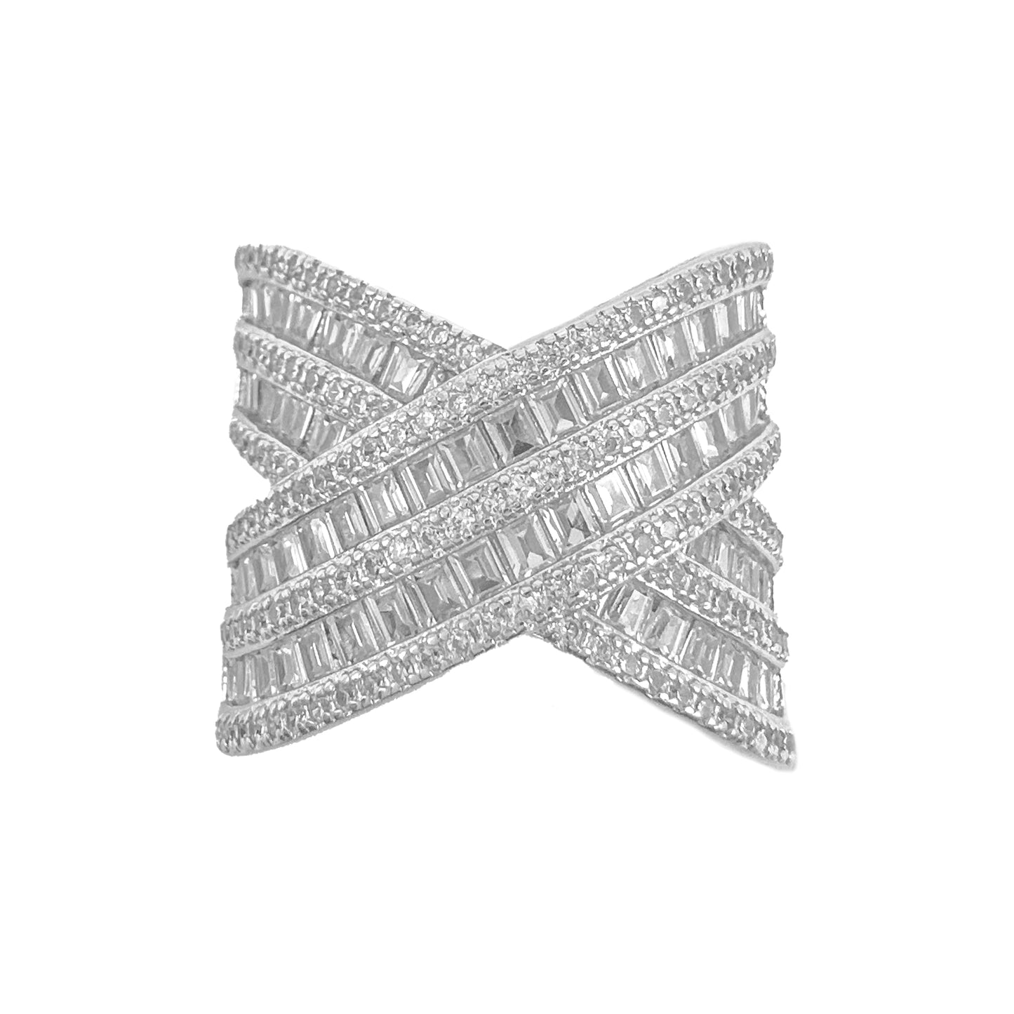 Crossed Baguette X Ring