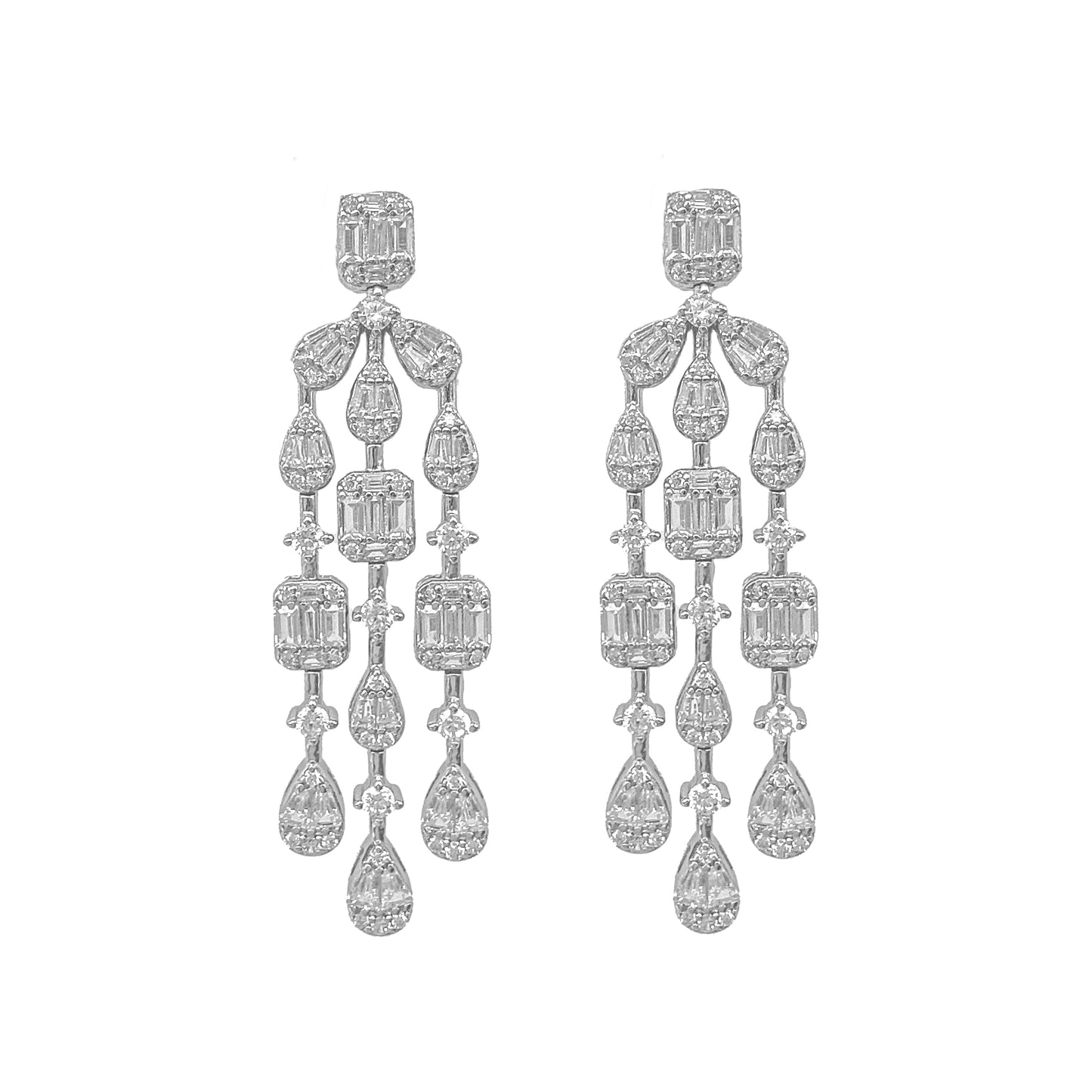 Multi Shaped Three Row Earring