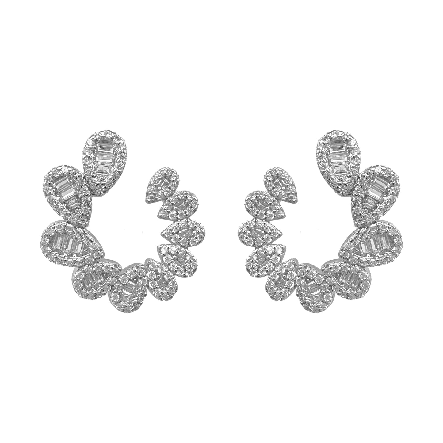 Baguette Stone Flower Earring