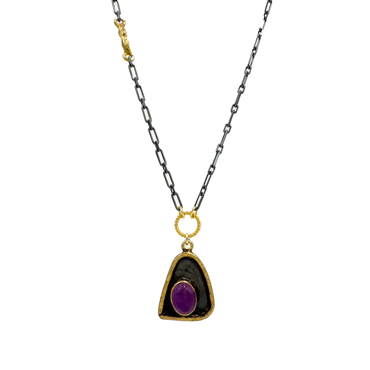 Amethyts Stone Triangle Model Natural Stone Necklace