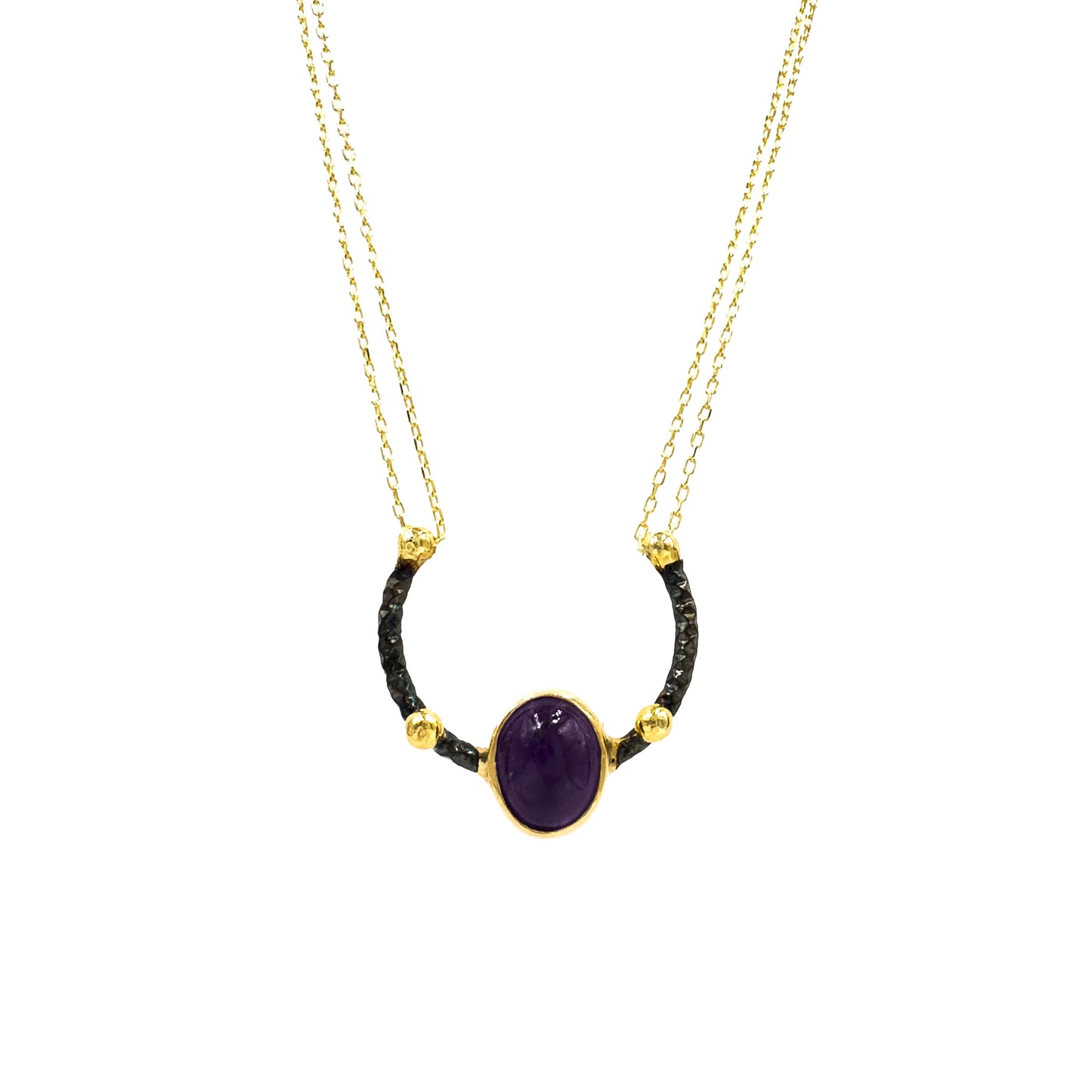 Amethyst Stone Design Horseshoe Necklace