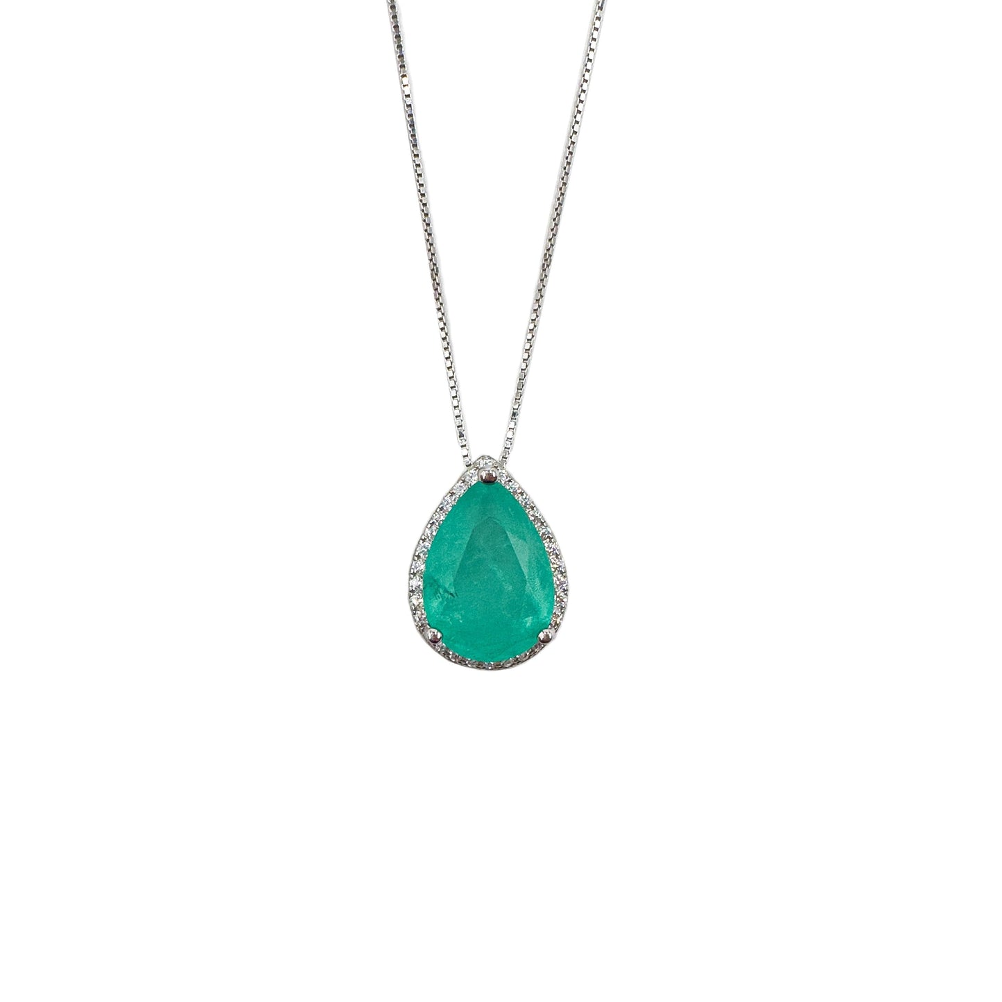 Paraiba Side Stone Drop Necklace
