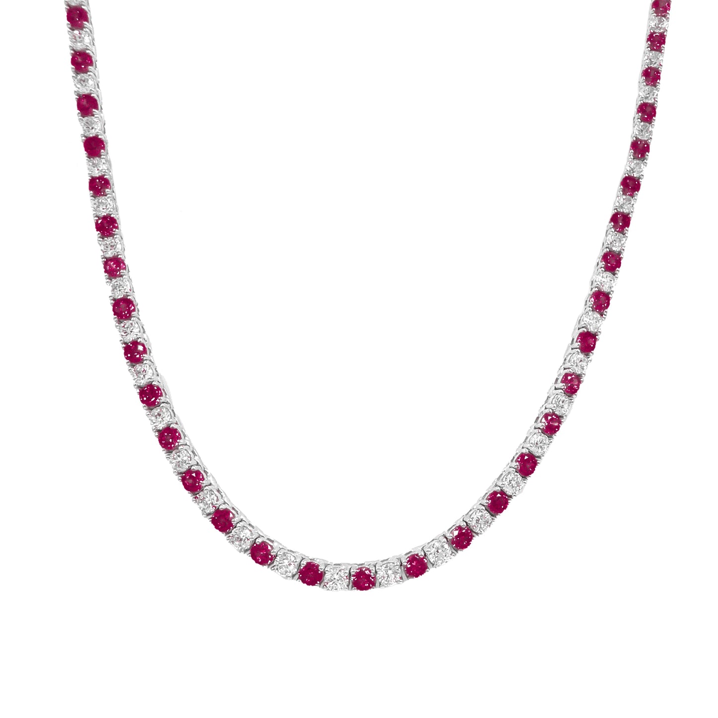 Three mm Fuchsia Stone Tennis Necklace
