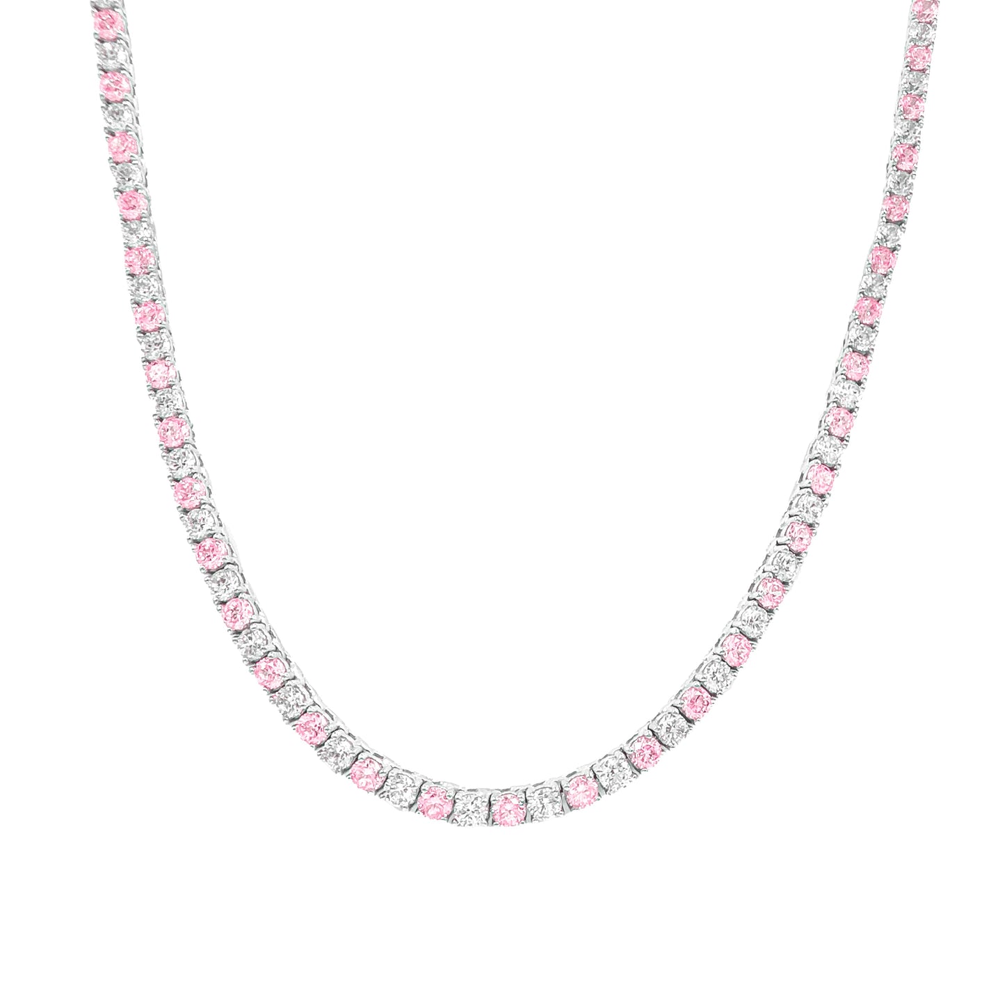Two and a half mm Pink Stone Tennis Necklace
