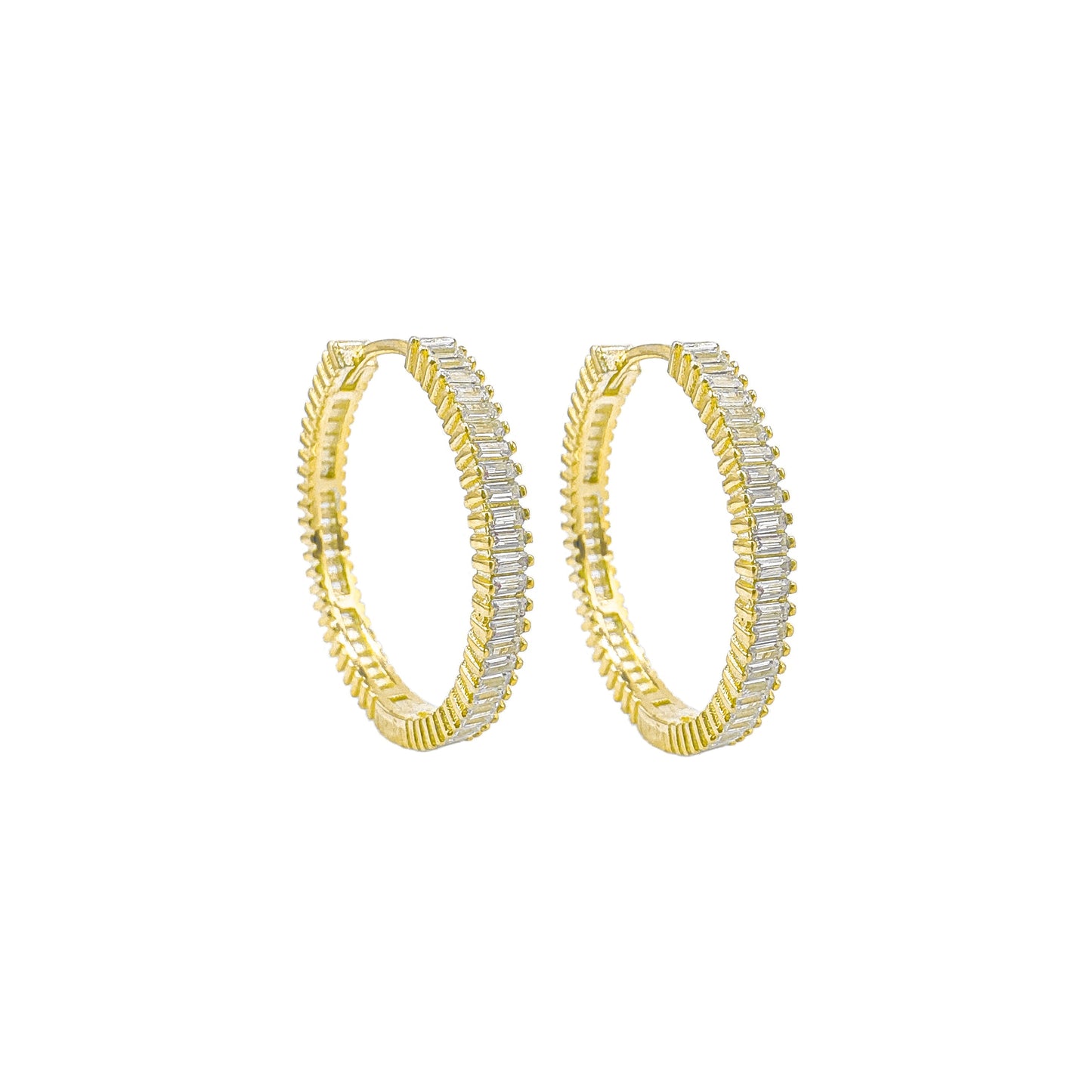 Large Baguette Full Circle Hoop Earrings
