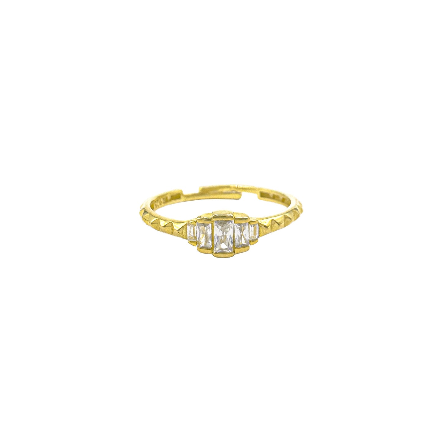 Minimal Stair Baguette Ring