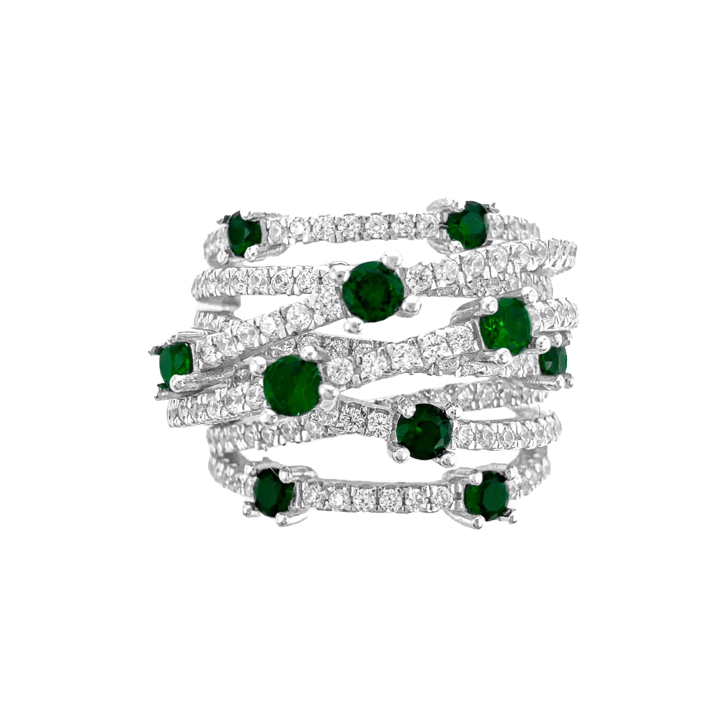 Crisscross Colorful Tiny Stone Detailed Ring