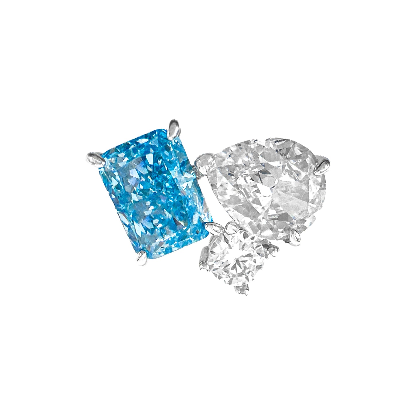 Colored & White Ice Cut Ring