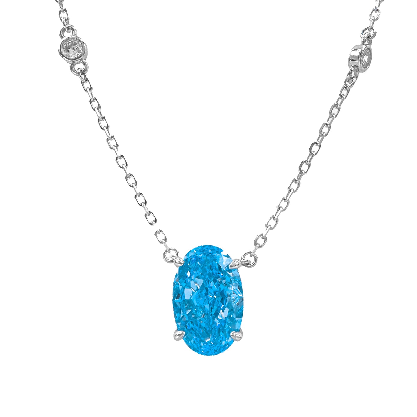 Colored Ice Cut Oval Necklace
