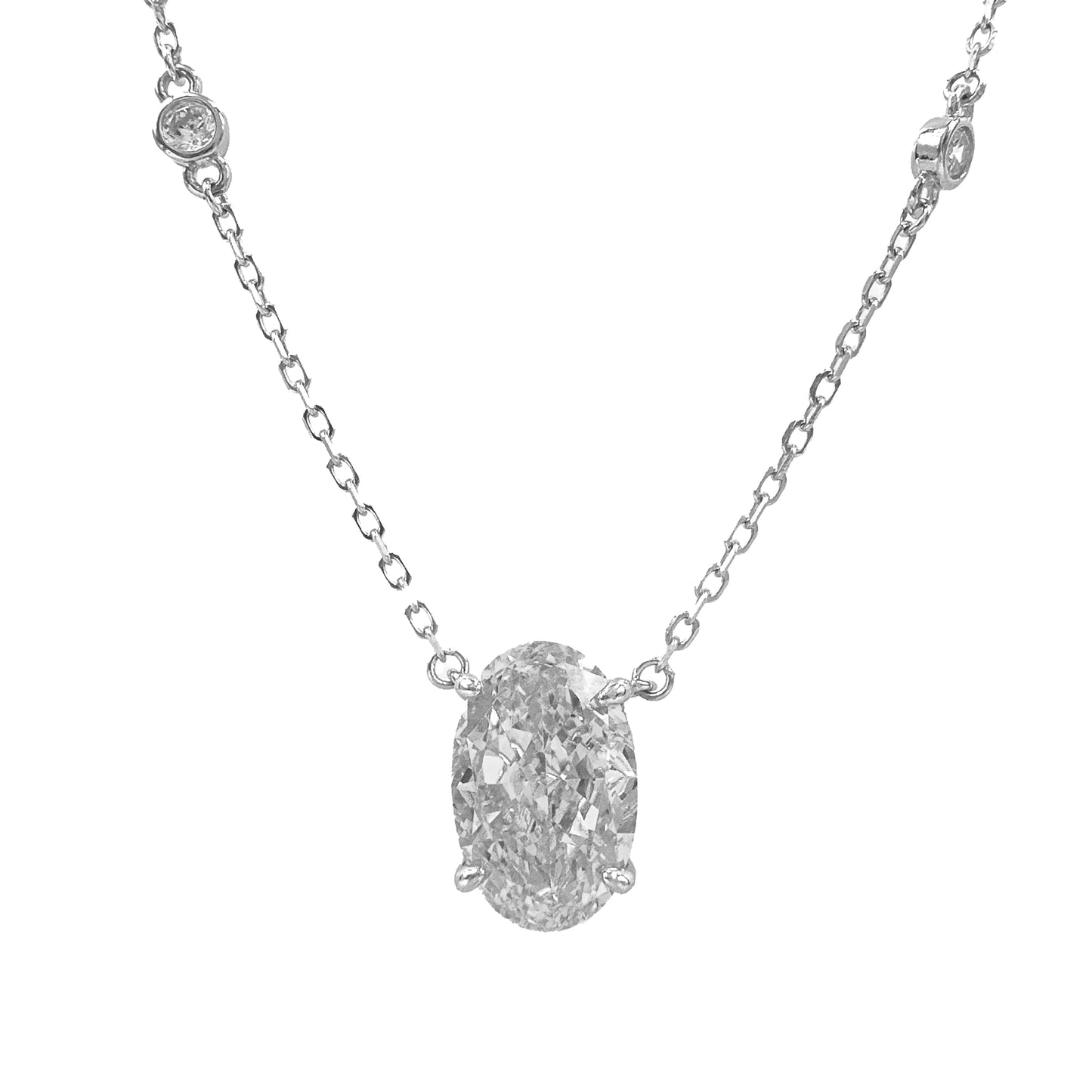 Colored Ice Cut Oval Necklace