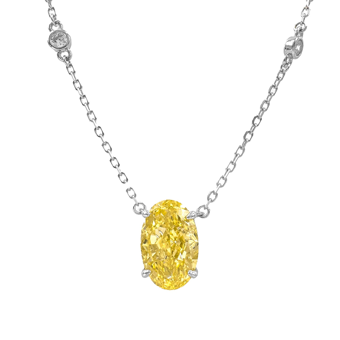 Colored Ice Cut Oval Necklace