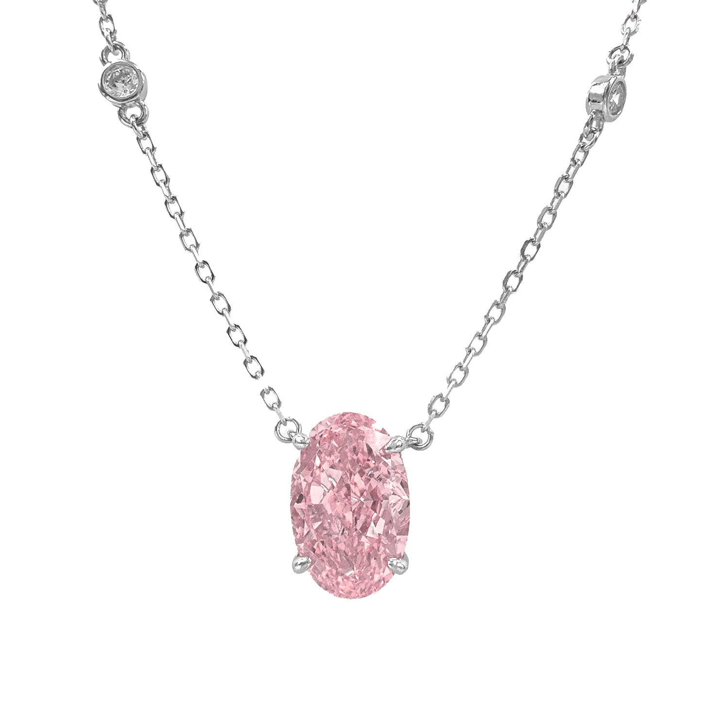 Colored Ice Cut Oval Necklace