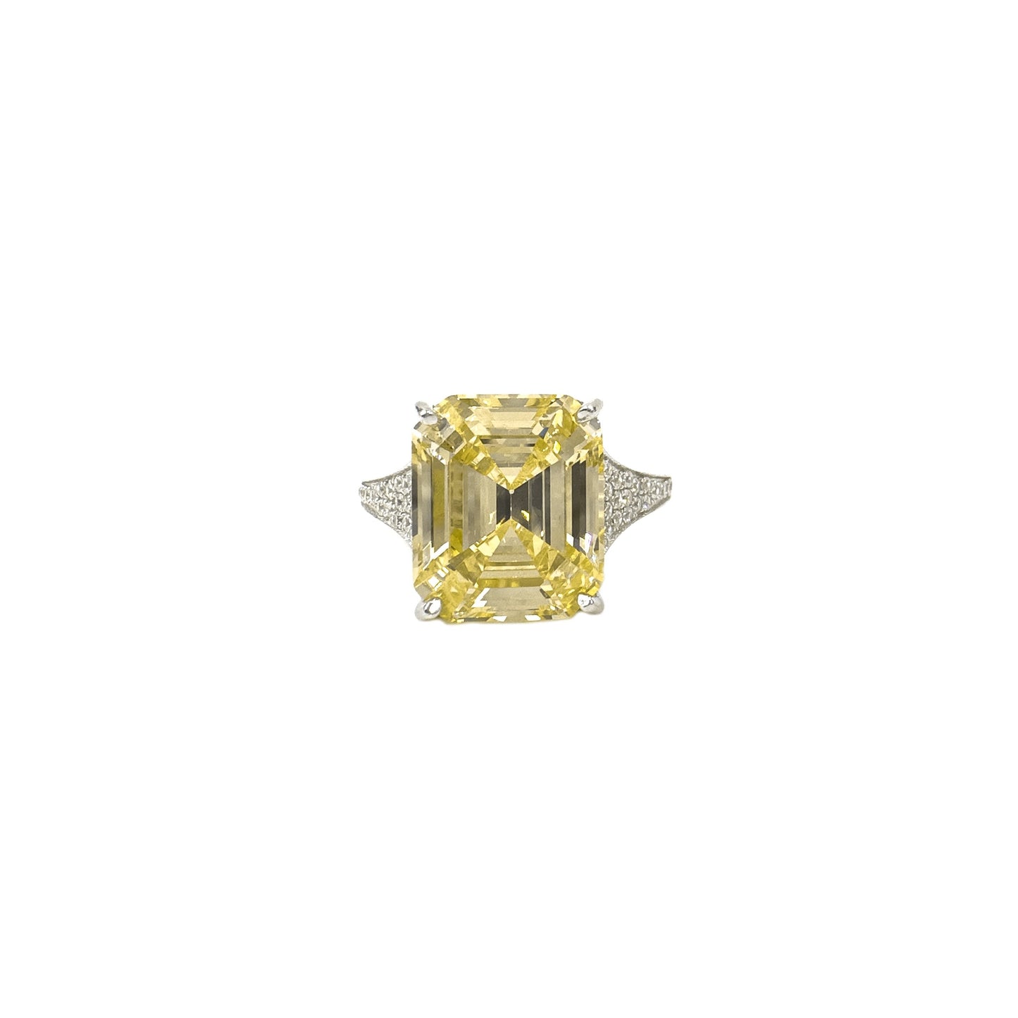 Yellow Baguette Ring with Side Stones