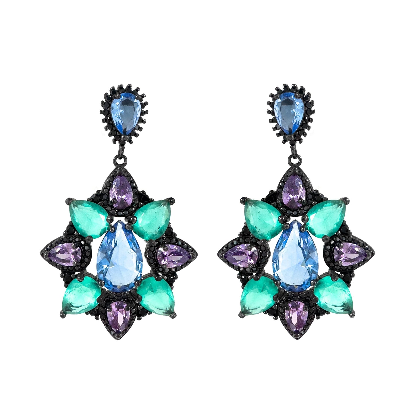 Black Rhodium Drop Evening Dress Earrings