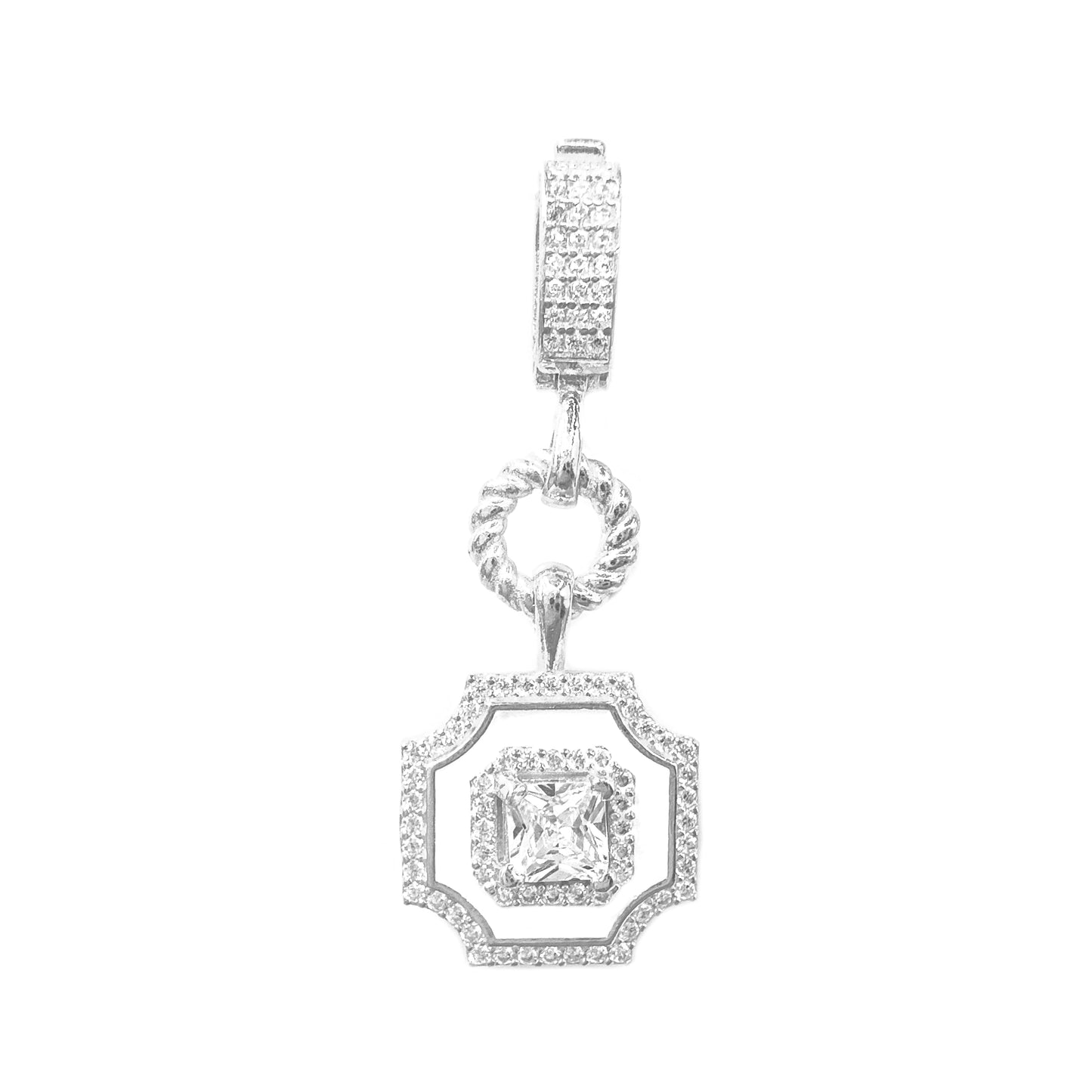 White Enamel Stone Pendant / Charm