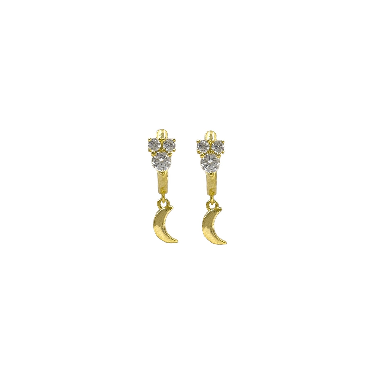 Three Stone Crescent Earrings