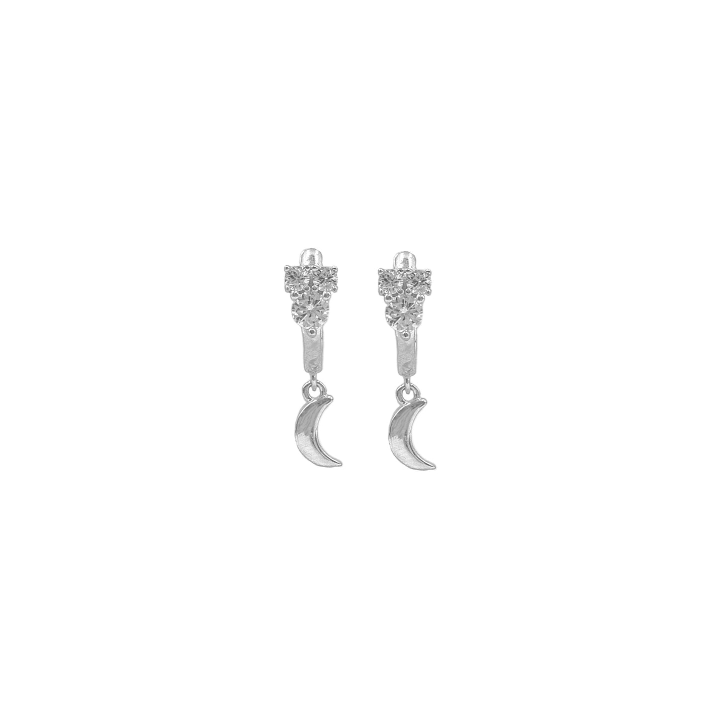 Three Stone Crescent Earrings