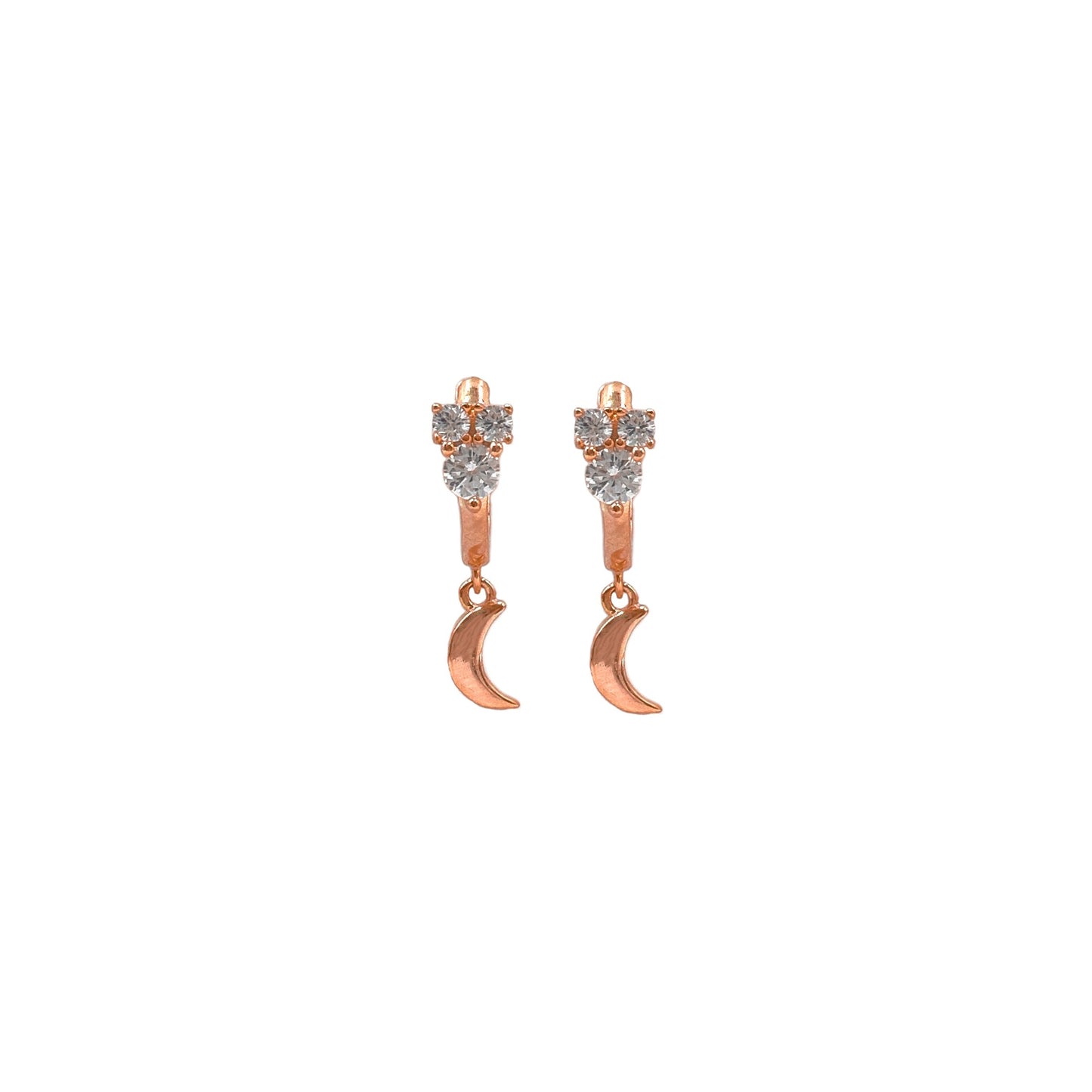 Three Stone Crescent Earrings