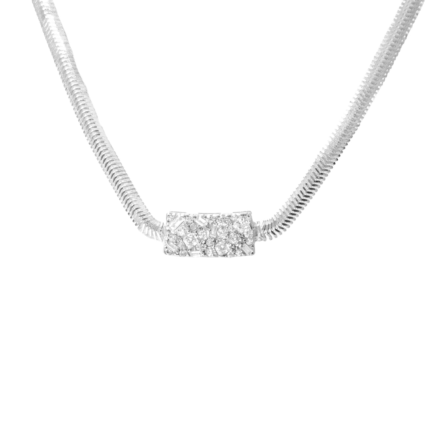 Stone-studded Herringbone Necklace