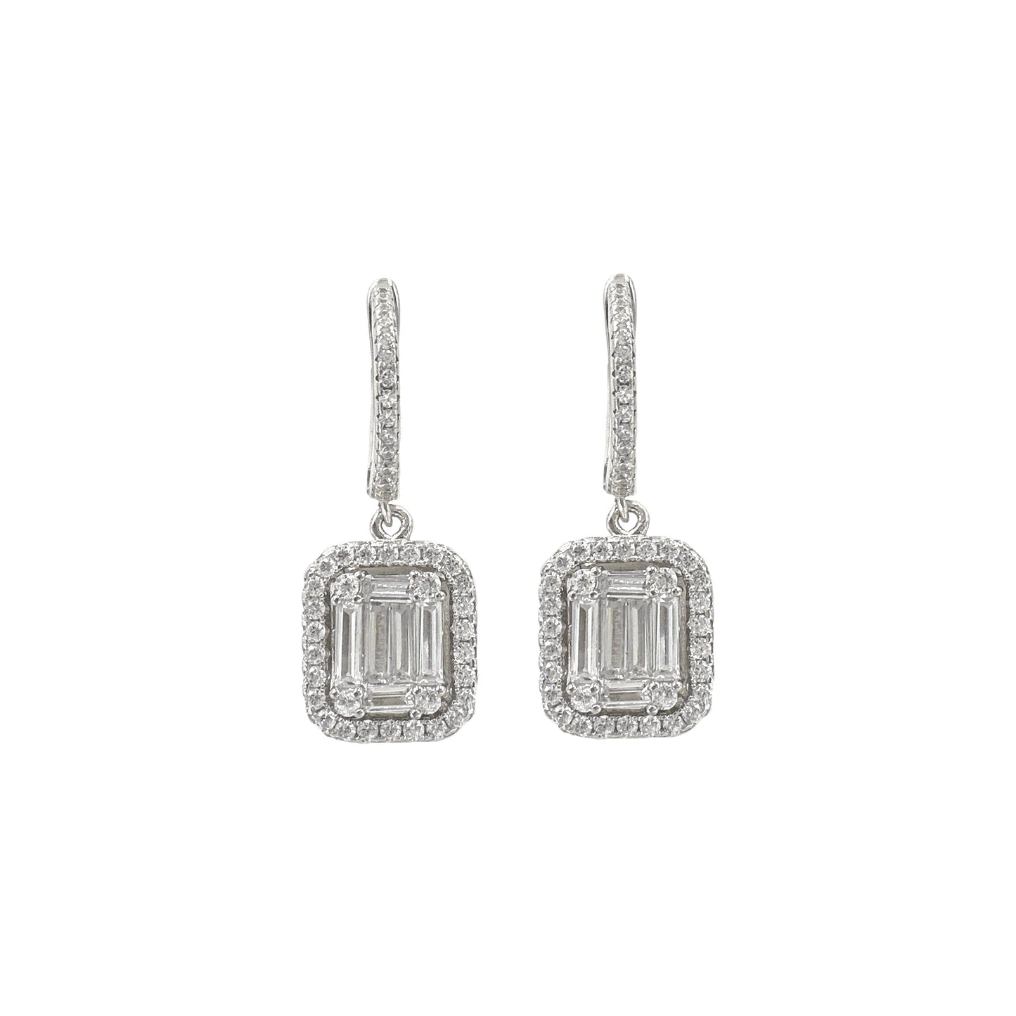 Stone Baguette Hoop Earrings