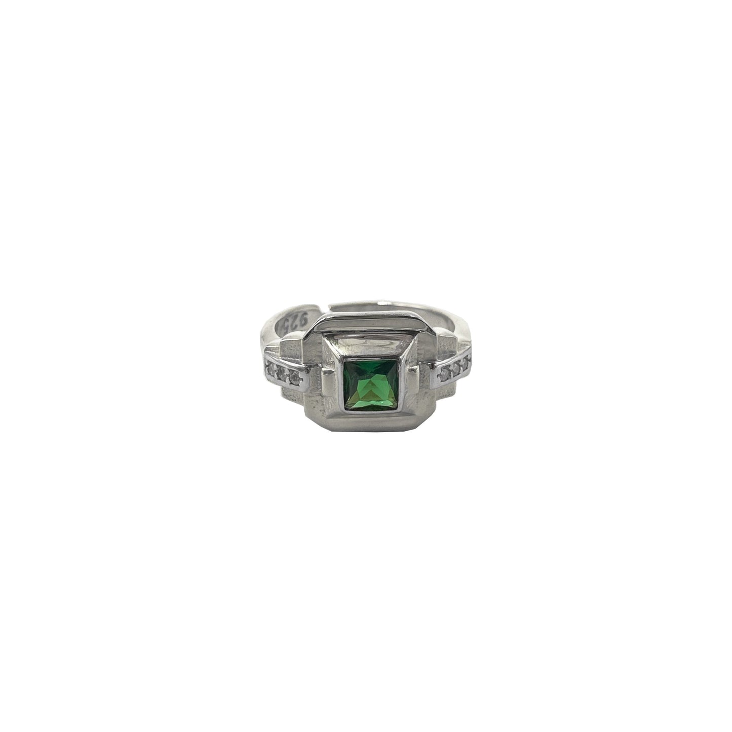 Green Square Stone Vintage Ring