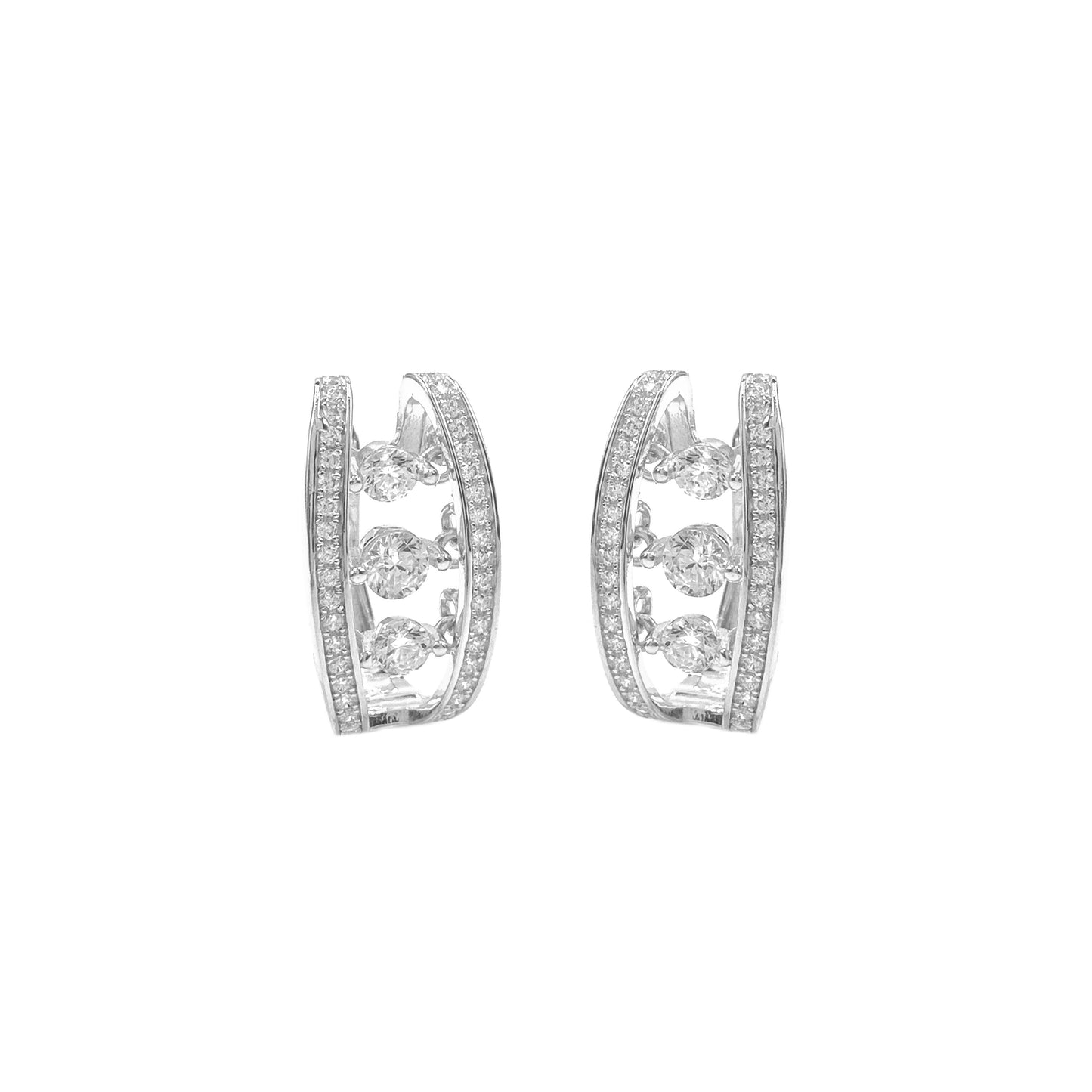Dangling Stone Hoop Earrings