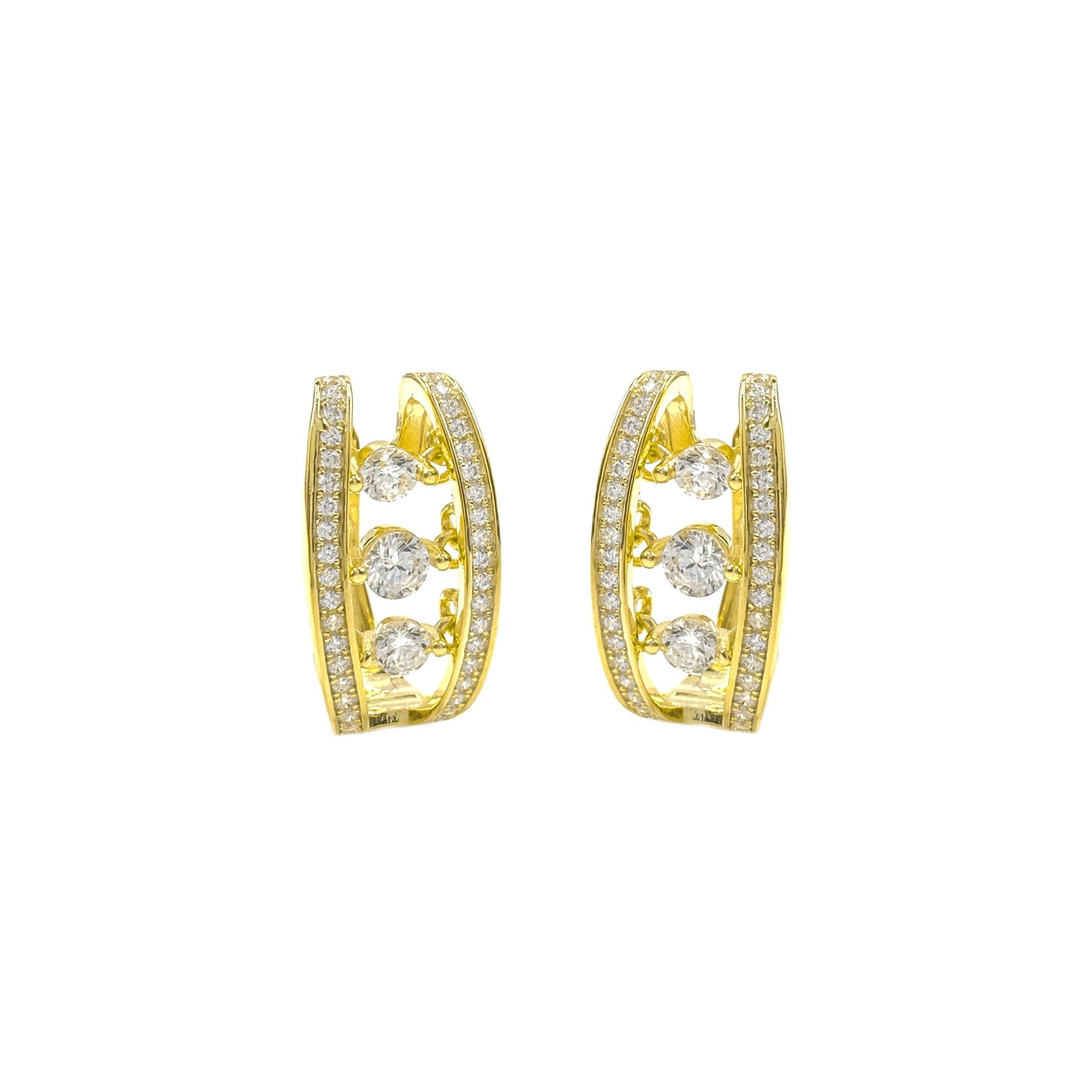 Dangling Stone Hoop Earrings