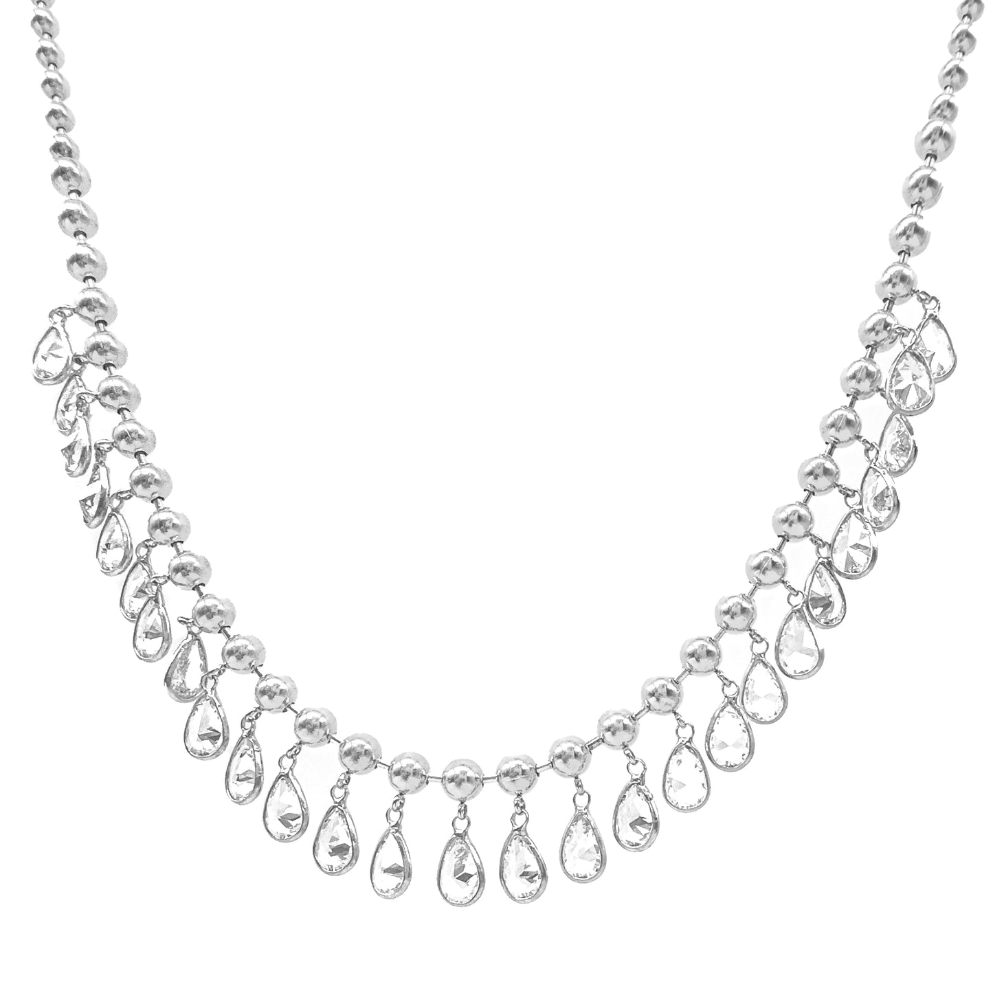 Ball Chain Pendant Drop Stone Necklace
