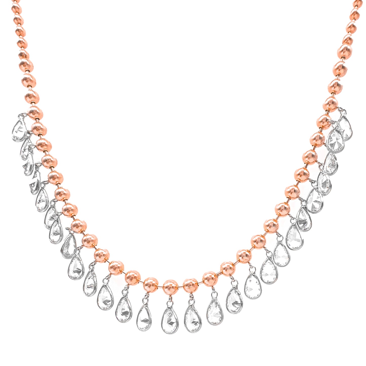 Ball Chain Pendant Drop Stone Necklace