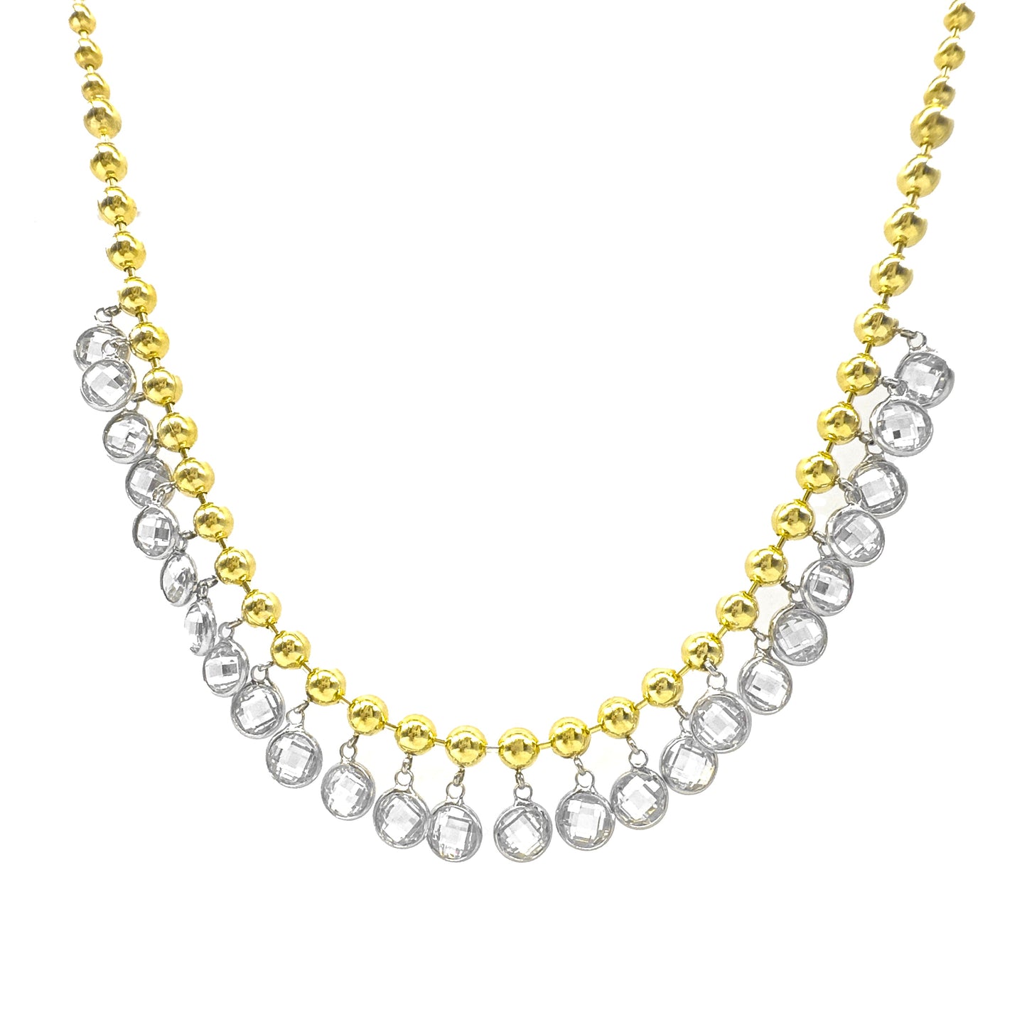 Ball Chain Pendant Round Stone Necklace