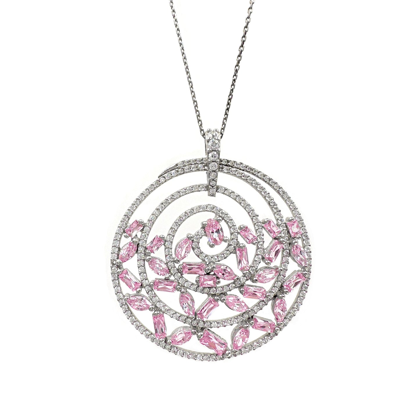 Pink Marquise Baguette Stone Design Necklace